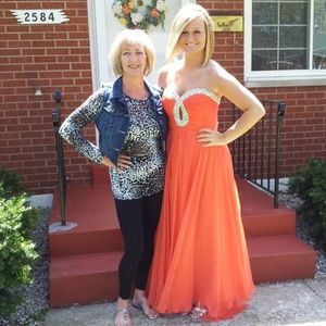 Orange Sherri Hill Zip Up Prom Dress